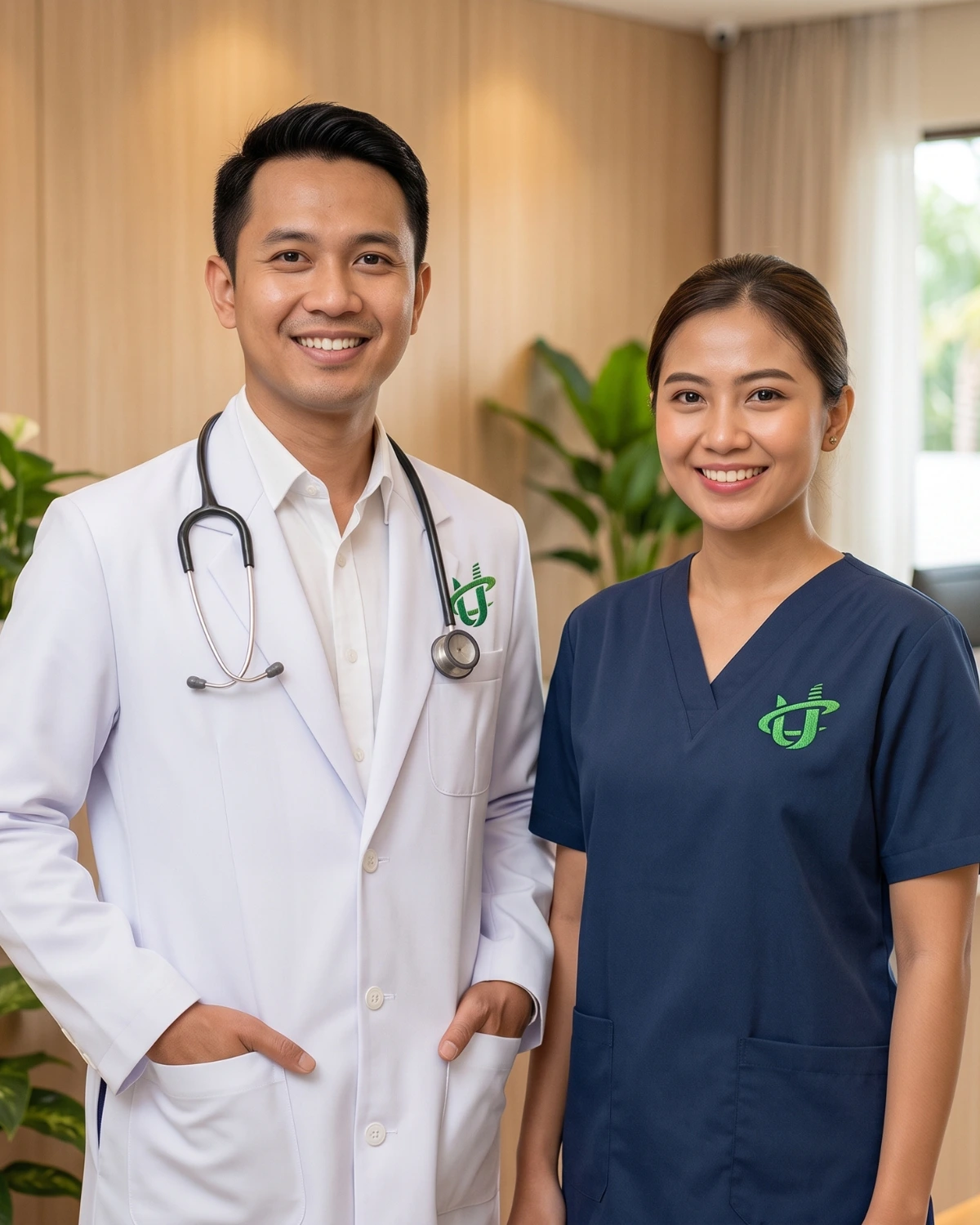 Indonesian doctor and nurse at Unicare Clinic Labuan Bajo, general practitioner and travel medicine clinic near Komodo National Park